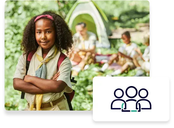 A group of girl scouts camping.