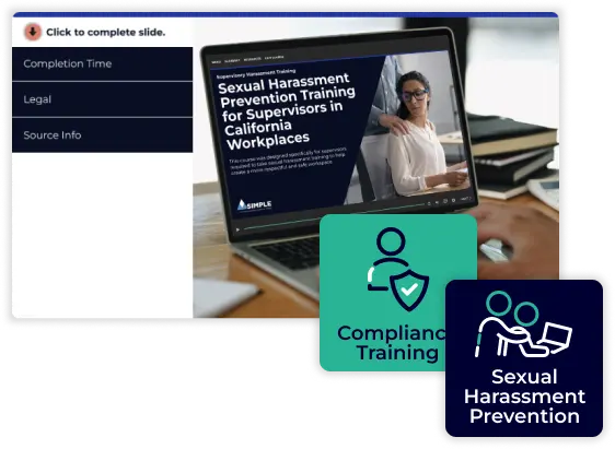 A screenshot of the Sexual Harassment Prevention Training for Supervisors course.